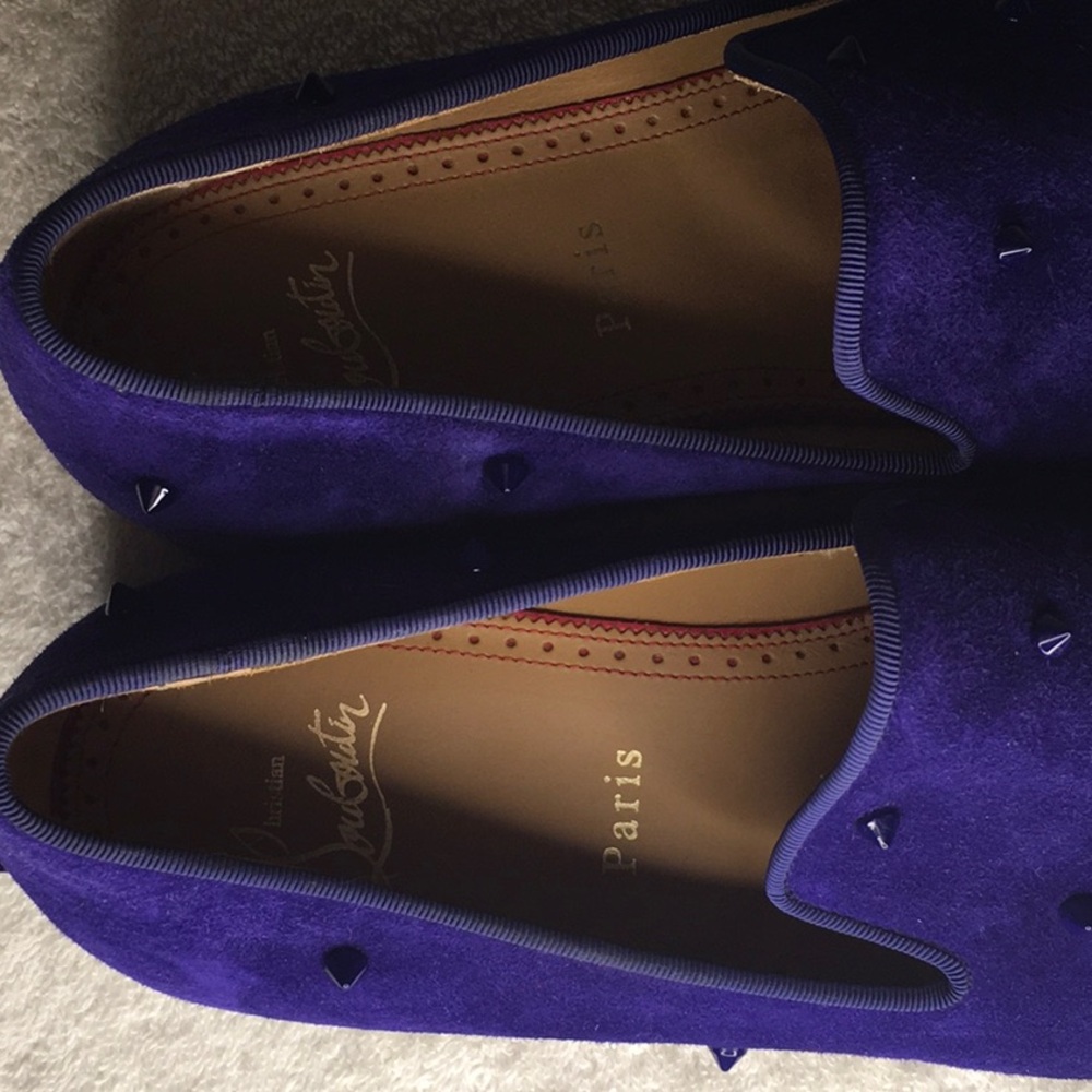 Christian Louboutin Spiked Purple Suede Slip-On Loafers (IT 40.5 / US 7.5) - Picture 6 of 8